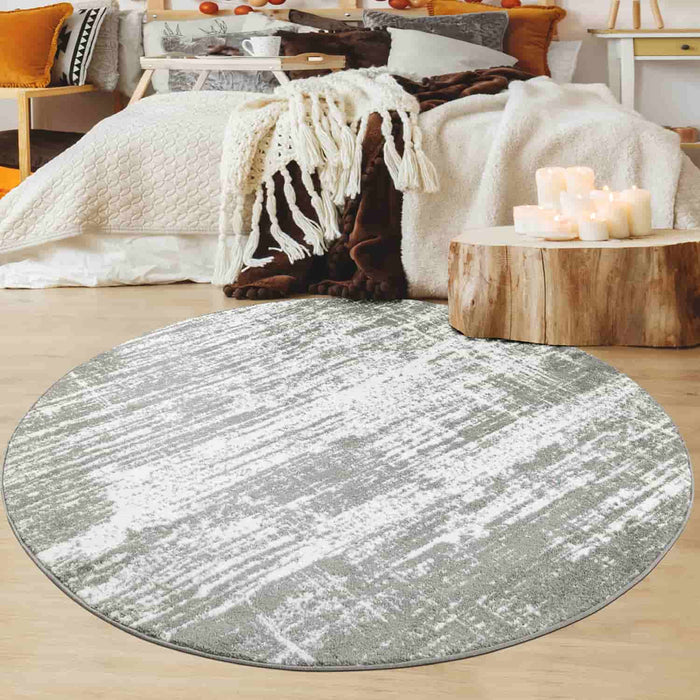 Modern Indoor Area Rugs Gray Round