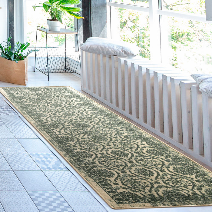  Antep Rugs Alfombras Non-Skid (Non-Slip) 3x5 Rubber Backing  Floral Geometric Low Profile Pile Indoor Area Rugs (Dark Green, 3' x 5') :  Everything Else