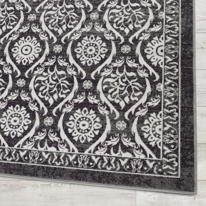 Antep Rugs Alfombras Bordered Modern 4x6 Non-Slip (Non-Skid) Low Pile  Rubber Backing Indoor Area Rug (Gray, 4' x 5'8)