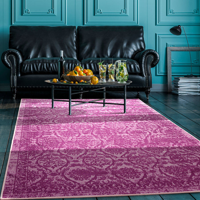  Antep Rugs Alfombras Modern Bordered 3x5 Non-Skid (Non-Slip)  Low Profile Pile Rubber Backing Indoor Area Rugs (Purple, 3' x 5'): Home &  Kitchen