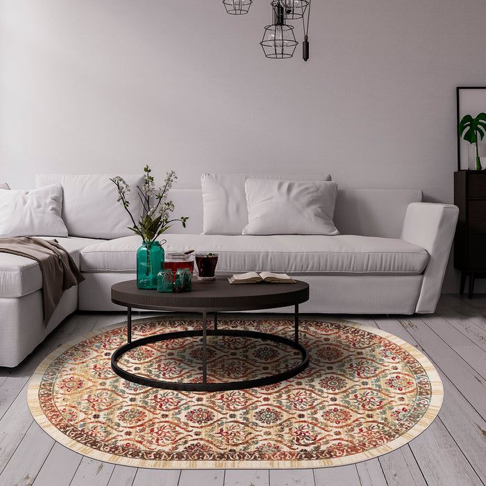Non Skid Floral Rug Oval