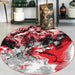Abstract Indoor Area Rugs Red Round