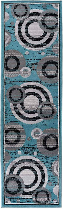 Area Rugs With Circle Designs 2x7 Blue/Beige