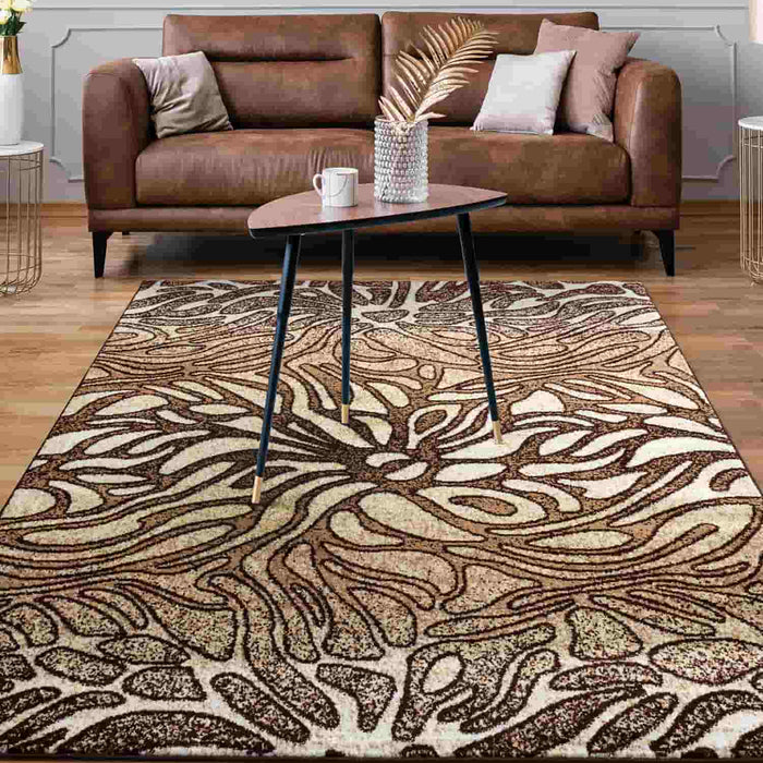Brown and White Abstract Area Rugs 