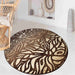 Brown and White Abstract Area Rugs Circle