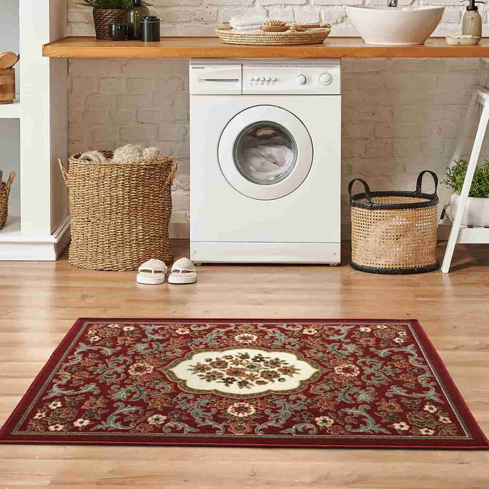 Antep Rugs Alfombras Non-Skid (Non-Slip) 2x3 Rubber Back Bohemian  Distressed Moroccan Boho Low Pile Profile Indoor Area Rug (Beige Brown, 2'  x 3')