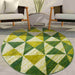 Green and Yellow Geometric Area Rug Round