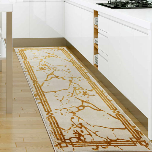 Marble Look Abstract Area Rugs Beige 2x7
