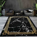 Marble Look Abstract Area Rugs Black 6x9