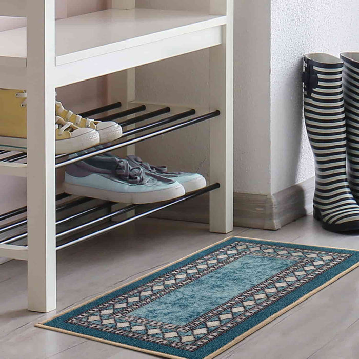 Antep Rugs Alfombras Modern Bordered 3x5 Non-Skid (Non-Slip) Low Profile  Pile Rubber Backing Indoor Area Rugs (Gray, 3' x 5')