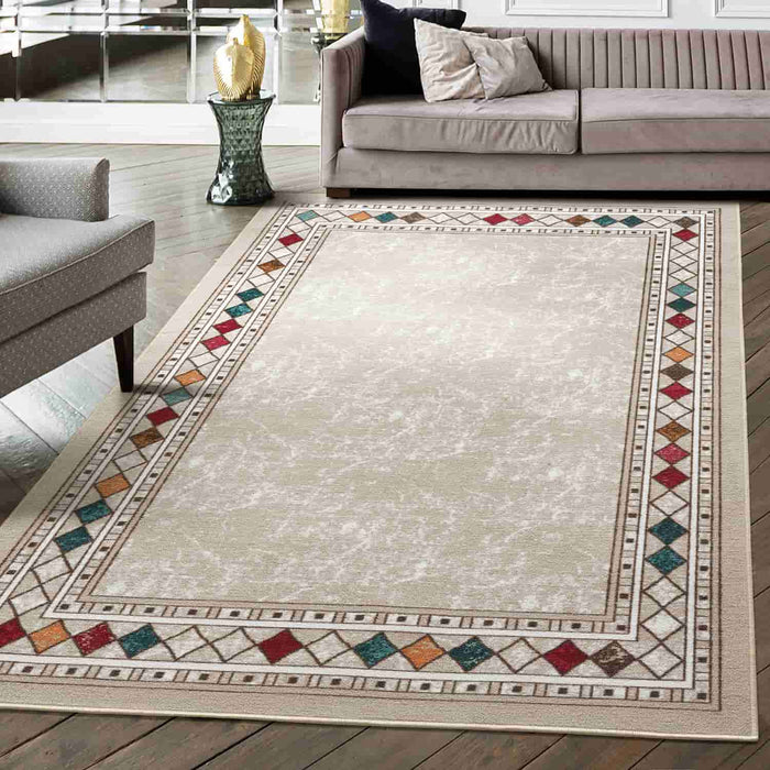 Antep Rugs Alfombras Bordered Modern 2x4 Non-Slip (Non-Skid) Low Pile  Rubber Backing Kitchen Area Rug (Red, 2'3 x 4')