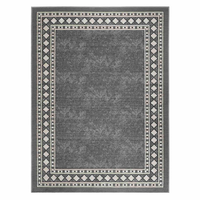 Antep Rugs Alfombras Modern Bordered 2x4 Non-Skid (Non-Slip) Low Profile  Pile Rubber Backing Kitchen Area Rugs (Gray, 2'3 x 4')