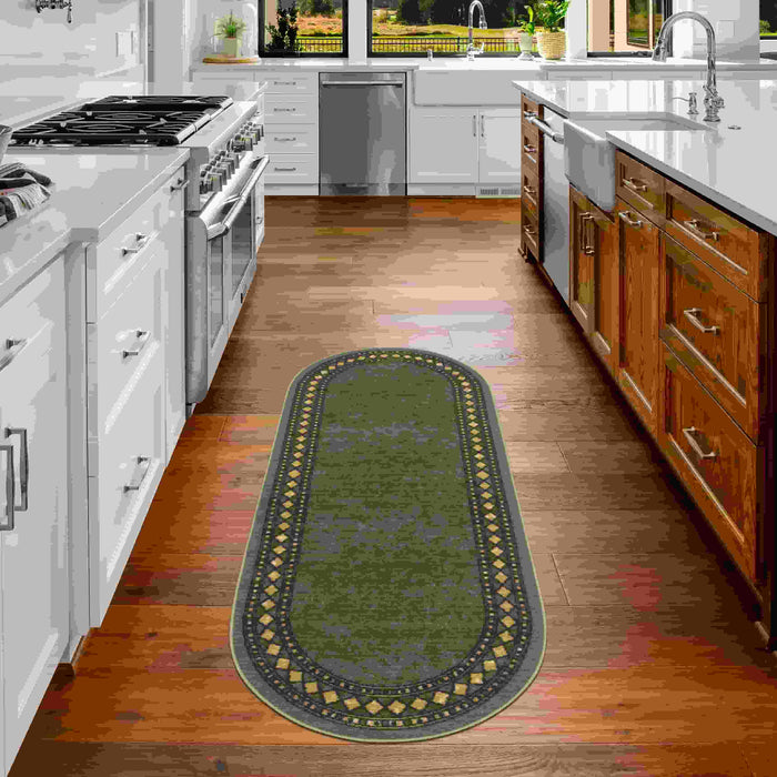 Antep Rugs Alfombras Modern Bordered 2x4 Non-Skid (Non-Slip) Low Profile Pile Rubber Backing Kitchen Area Rugs (Beige, 2'3 x 4')