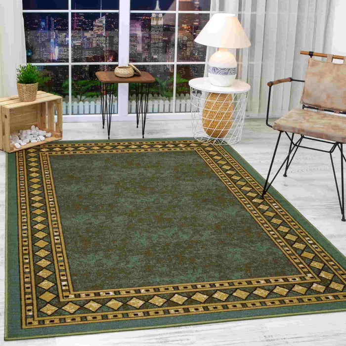 Antep Rugs Alfombras Bordered Modern 5x7 Non-Slip (Non-Skid) Low Pile  Rubber Backing Indoor Area Rug (Red, 5' x 7')