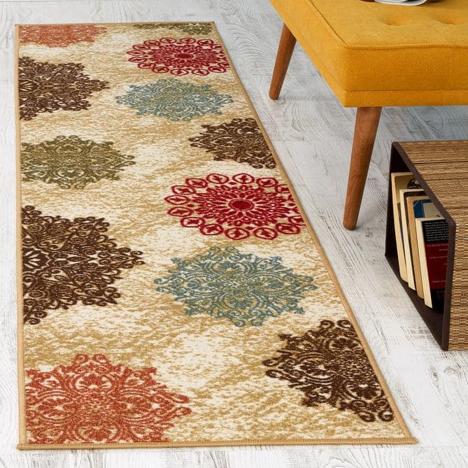 Antep Rugs Alfombras Bordered Modern 2x4 Non-Slip (Non-Skid) Low Pile Rubber Backing Kitchen Area Rug (Navy, 2'3 x 4')