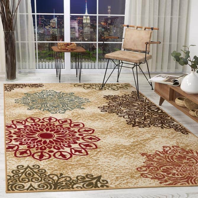 Antep Rugs Alfombras Non-Skid (Non-Slip) 2x4 Rubber Backing Floral  Geometric Low Profile Pile Kitchen Area Rugs (Dark Green, 2'3 x 4')