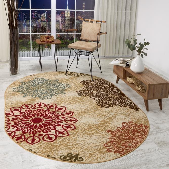  Antep Rugs Alfombras Non-Skid (Non-Slip) 2x3 Rubber Back  Bohemian Distressed Moroccan Boho Low Pile Profile Indoor Area Rug (Beige  Brown, 2' x 3') : Home & Kitchen