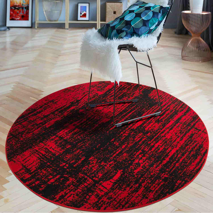 Modern Indoor Area Rugs Red Black Round