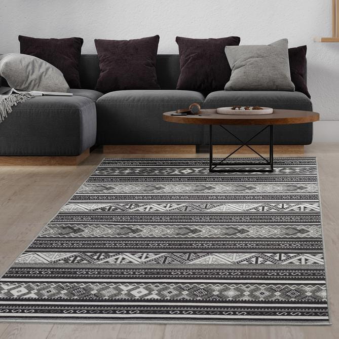 Antep Rugs Alfombras Non-Skid (Non-Slip) 2x4 Rubber Backing Moroccan  Geometric Low Profile Pile Kitchen Area Rugs (Silver Gray, 2'3 x 4')