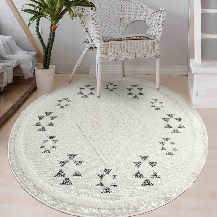 Moroccan Shag Indoor Area Rugs White Round