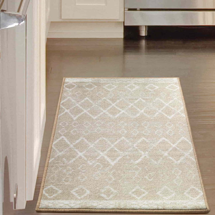  Antep Rugs Alfombras Modern Bordered 2x4 Non-Skid (Non-Slip)  Low Profile Pile Rubber Backing Kitchen Area Rugs (Beige, 2'3 x 4'): Home  & Kitchen