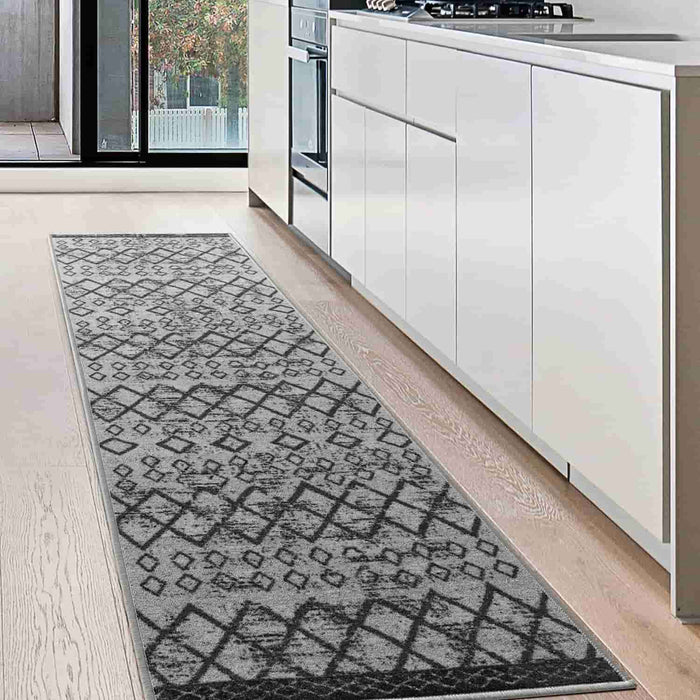 Antep Rugs Alfombras Modern Bordered 5x7 Non-Skid (Non-Slip) Low Profile  Pile Rubber Backing Indoor Area Rugs (Gray, 5' x 7' Oval)