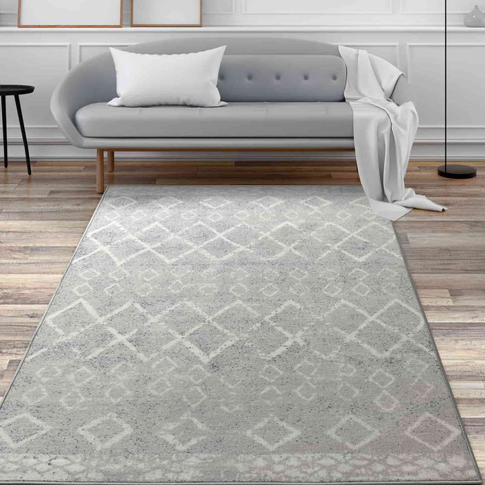 Alfombras Non-Skid 5x7 Rubber Backing Moroccan Geometric Low Profile Pile  Rug