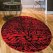 Red and White Abstract Area Rugs Circle