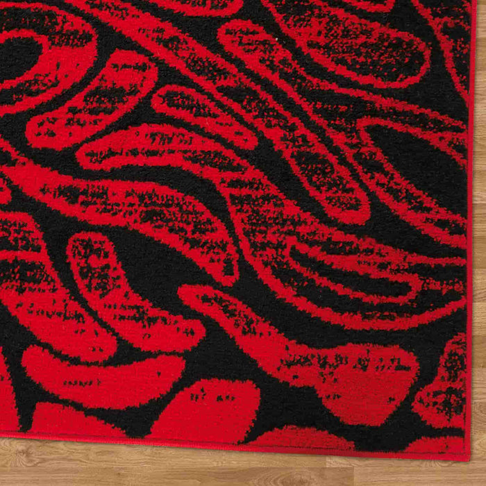 Red and Black Abstract Area Rugs