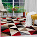 Red and Black Geometric Area Rug 5x7
